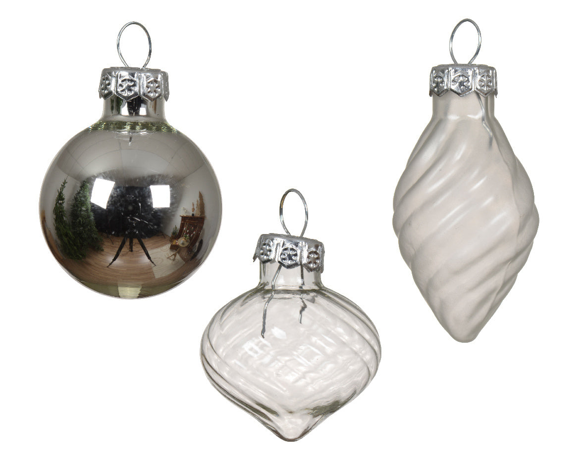 Kerstballen- en figuren set zilver/wit