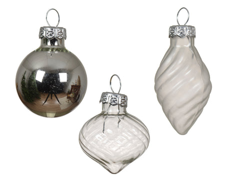 Kerstballen- en figuren set zilver/wit