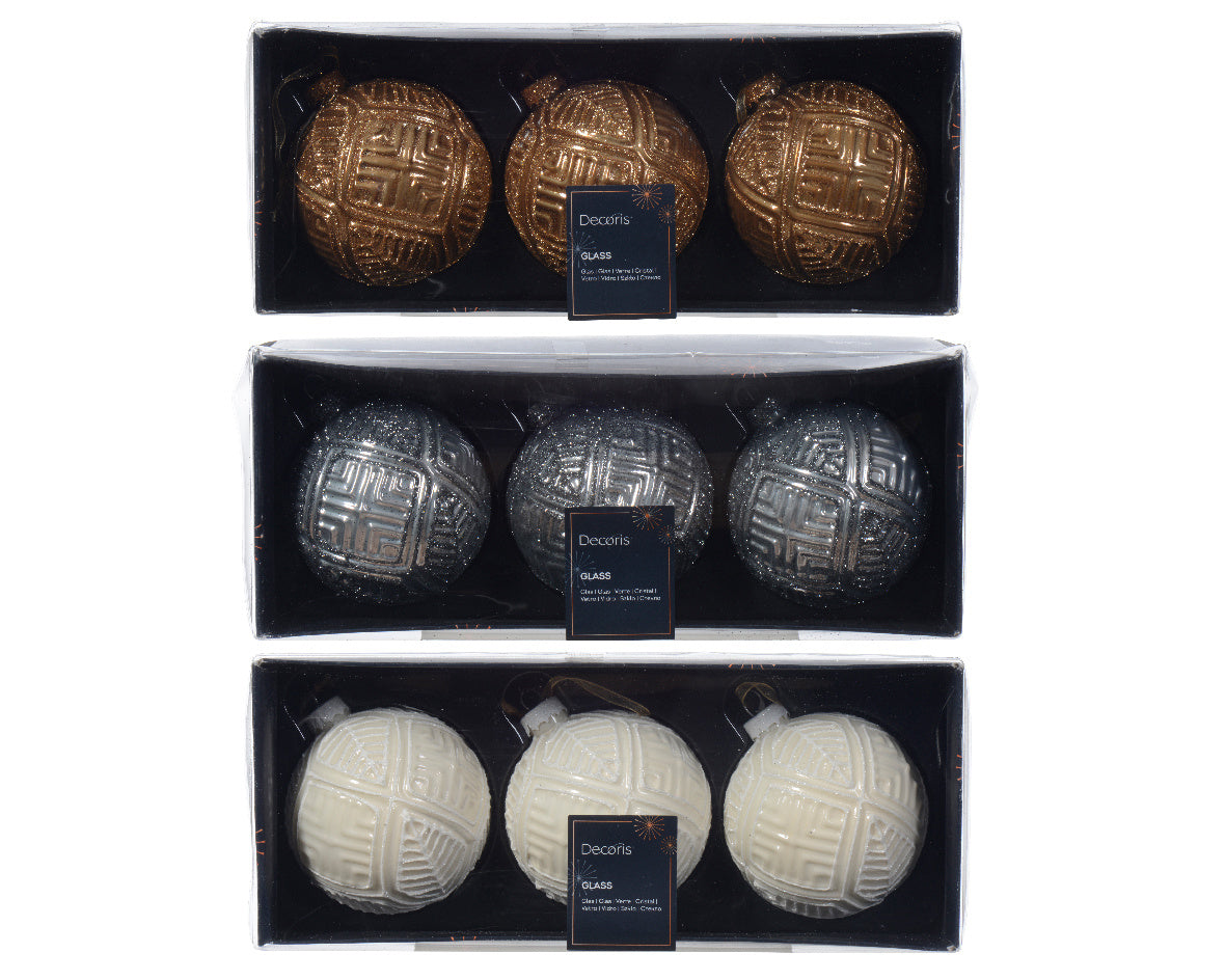 Kerstbal glas 3col ass