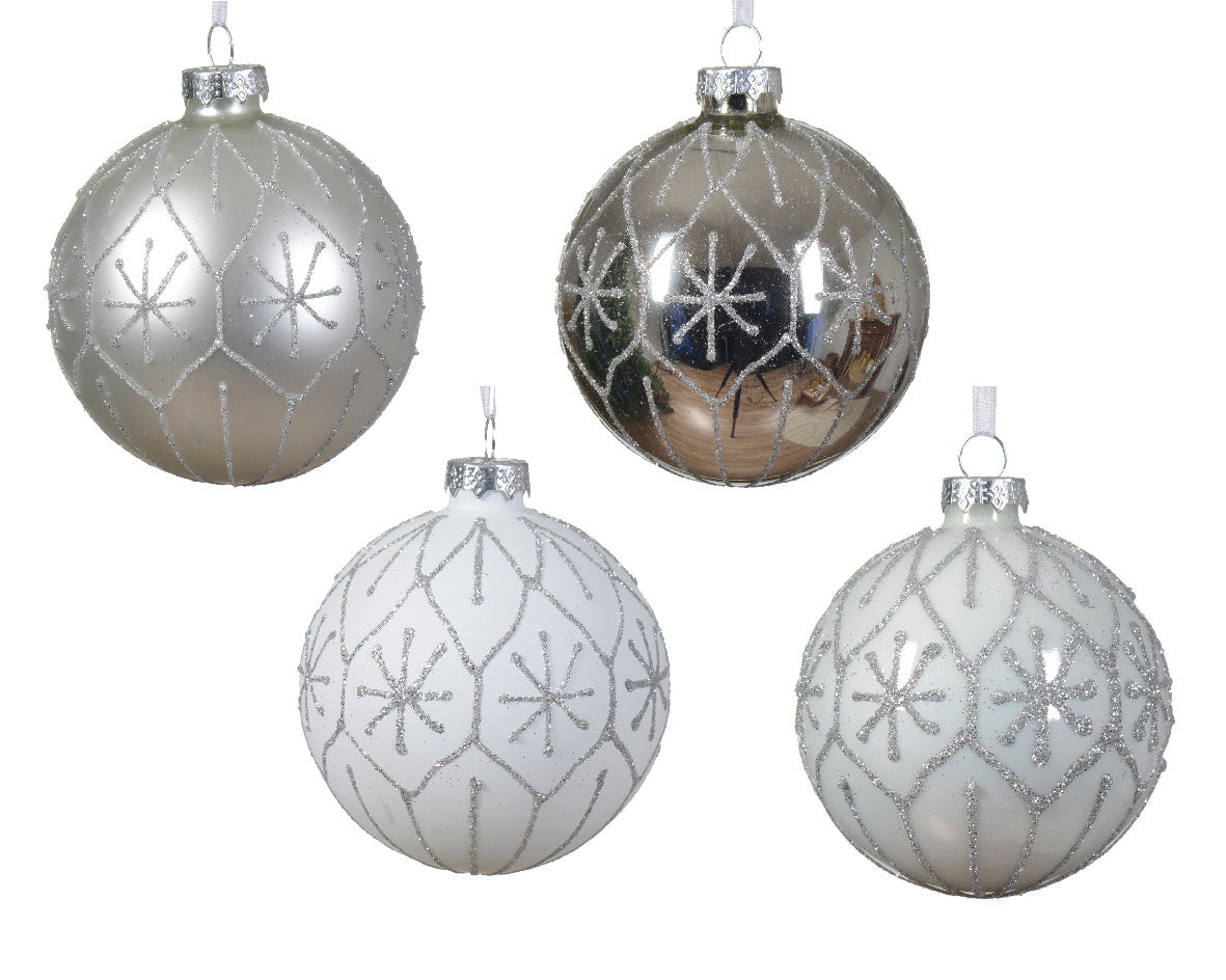 Kerstbal glas 2col ass