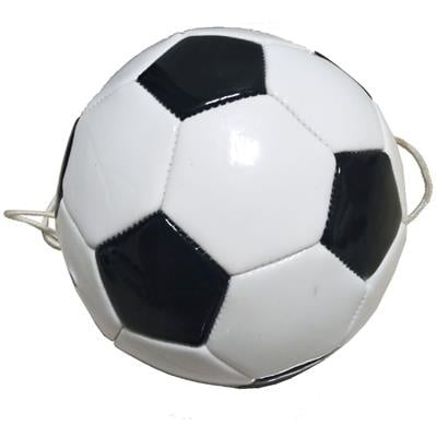 Voetbaltrainer bal, wit met zwarte vlakken en koordlus