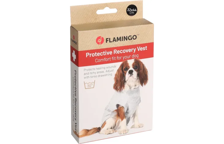 Flamingo veiligheidsbody voor hond, grijs, in verpakkingdoos