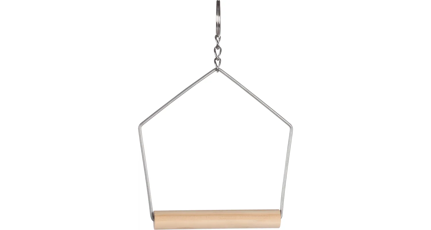 Flamingo schommel met metalen ketting en houten plankje, aan een ring
