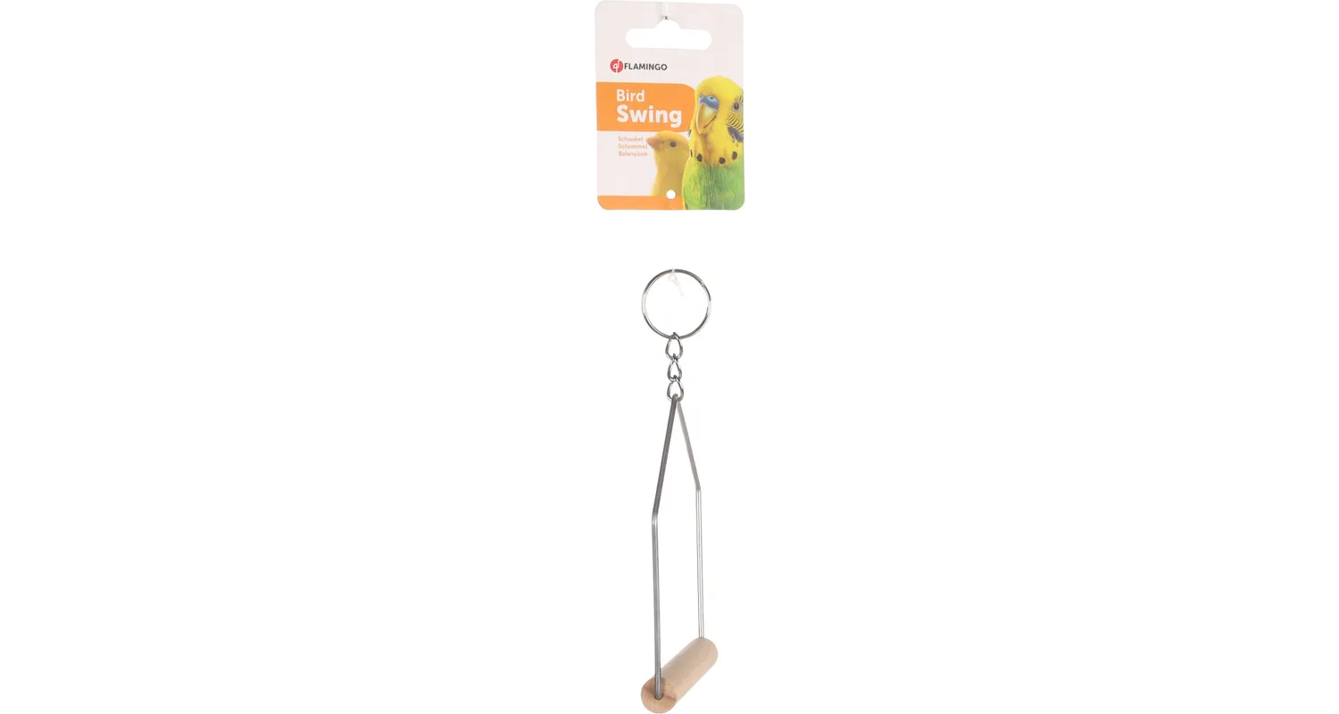 Flamingo vogel-schommel met metalen frame en houten stokje, hangend