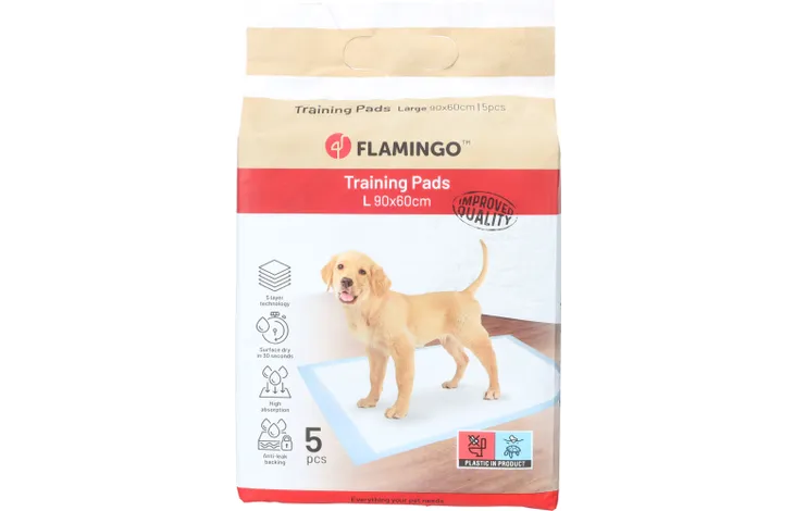 Flamingo Puppy Trainingsmat - Wit/Lichtblauw - 90 x 60 cm - 5 stuks