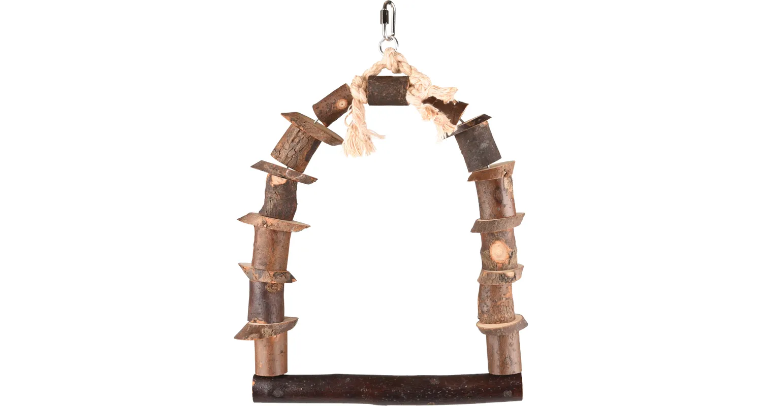 Flamingo Kurby schommel van hout met metalen haak, bruin, 27x35 cm
