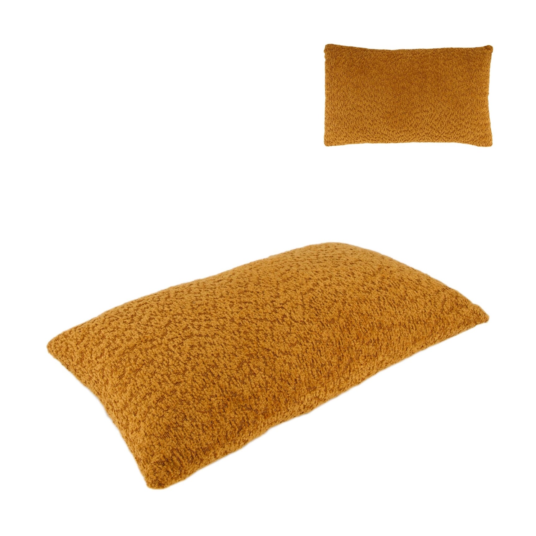 Polyester kussen 30x50x8 cm, rechthoekig bruin met wollige textuur