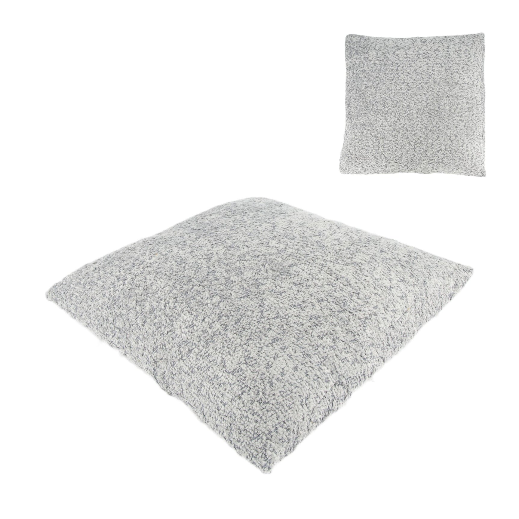 Grijze polyester kussenhoes met grove structuur, vierkant