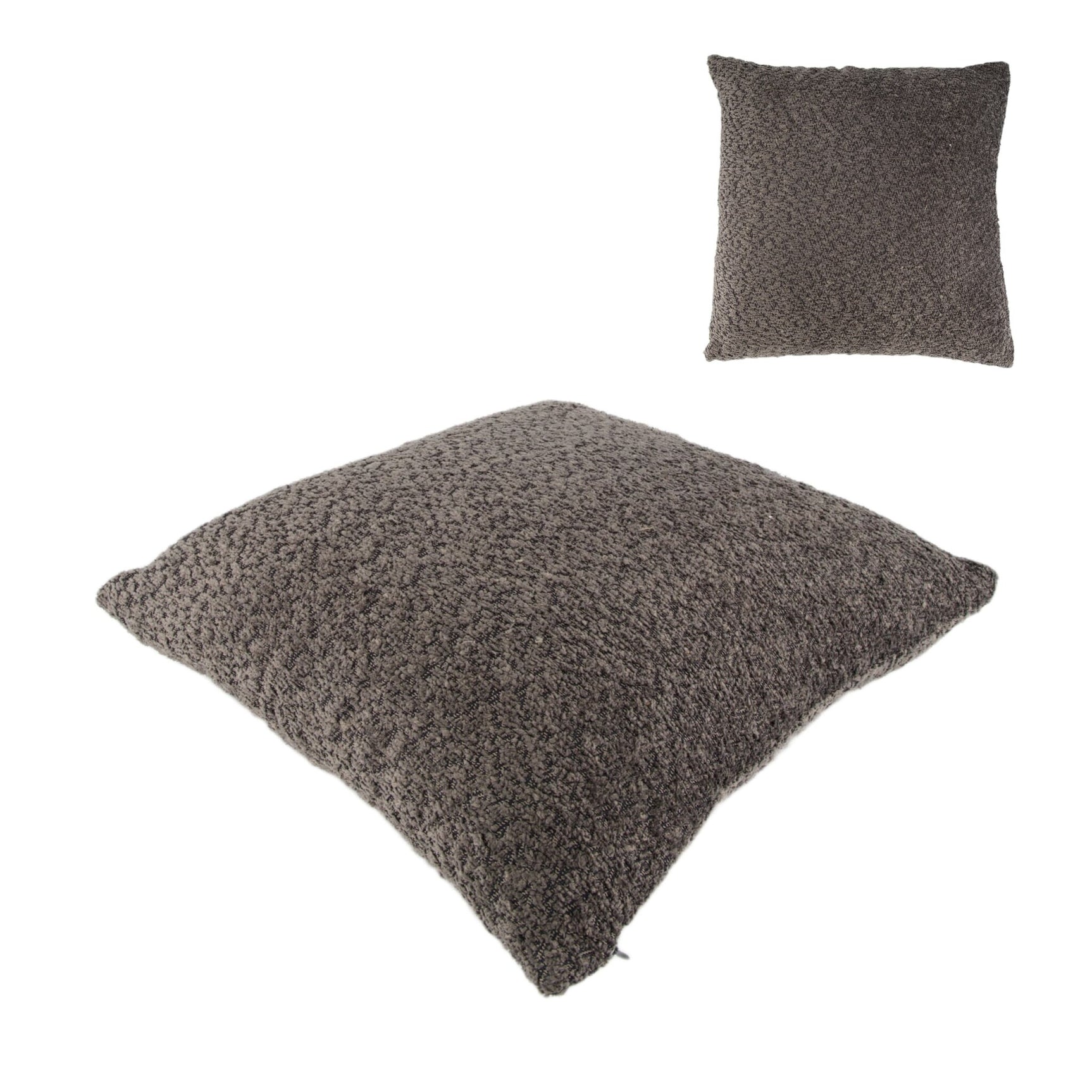 Polyester kussen 45x45x8cm, grijs vierkant met grove textuur