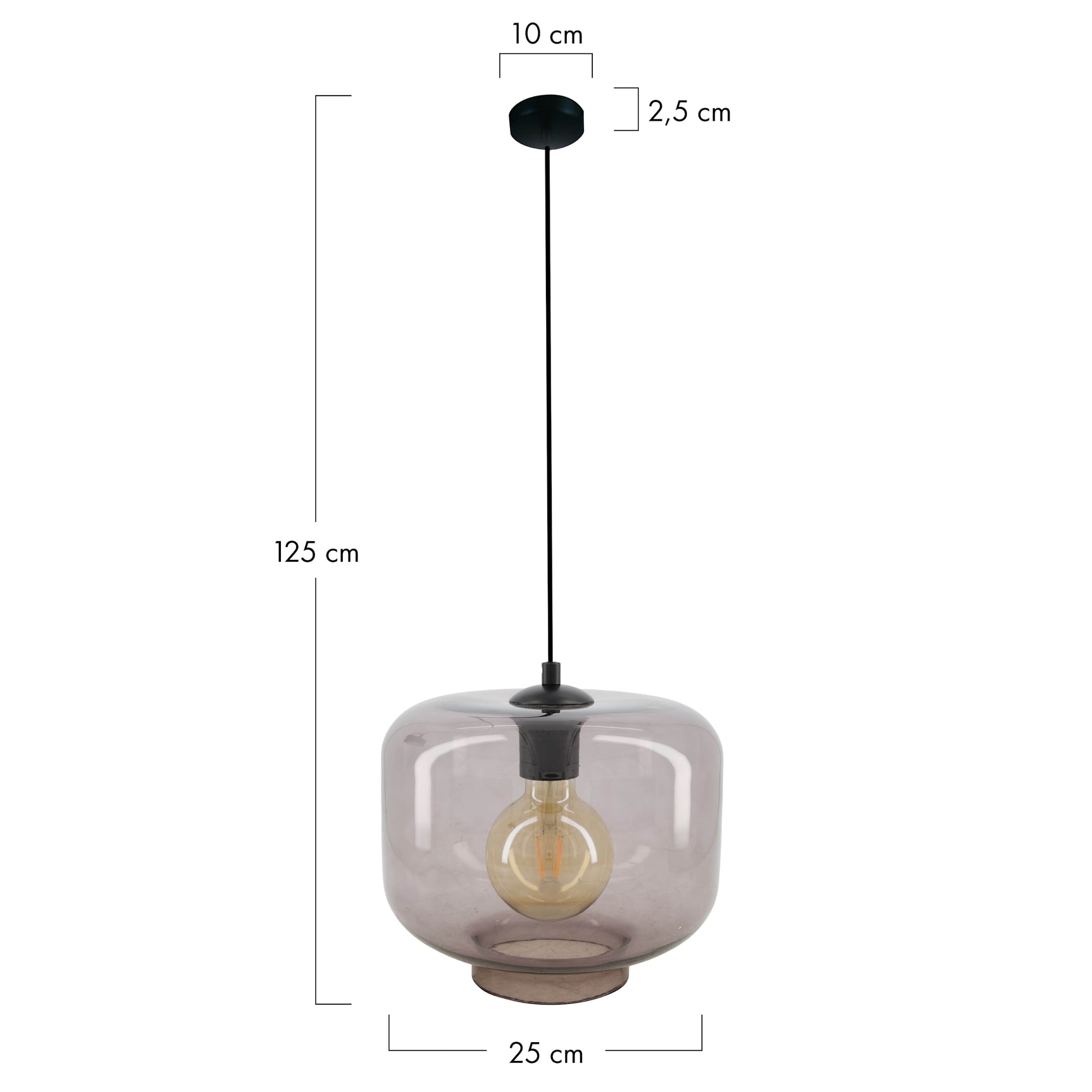 Hang lamp glas 25x25x125cm