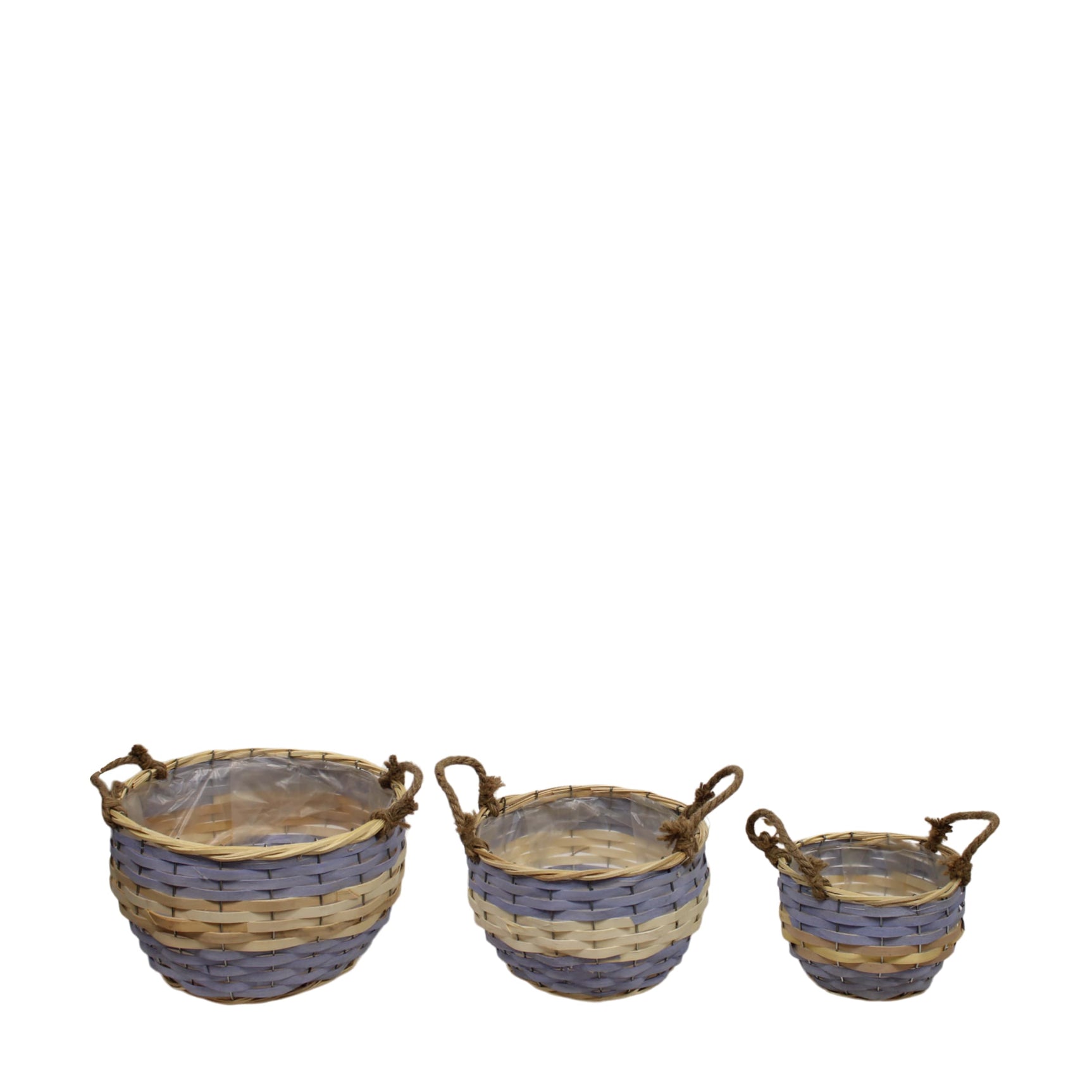 Set rieten manden met kunststof binnenlaag