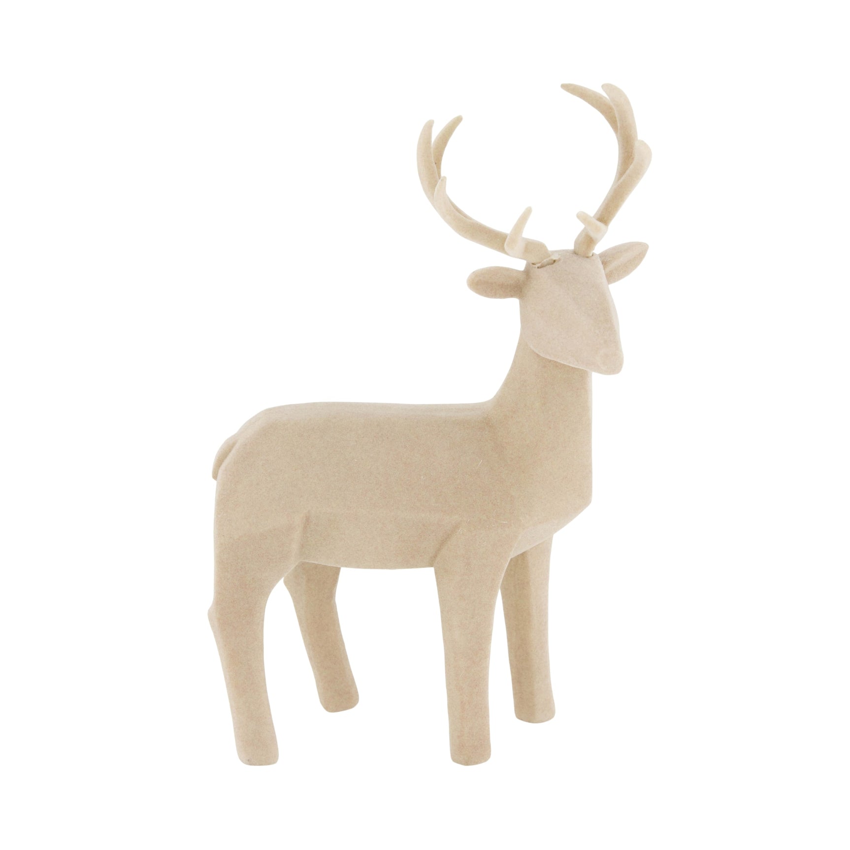 Polyresin rendierfiguur in beige, staand met gewei en poten.