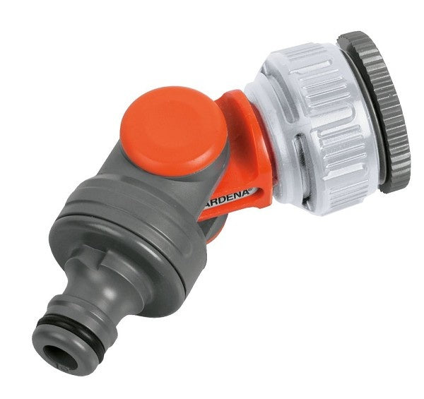 Gardena scharnierend kraanstuk 3/4 met oranje knop en metalen koppelstuk
