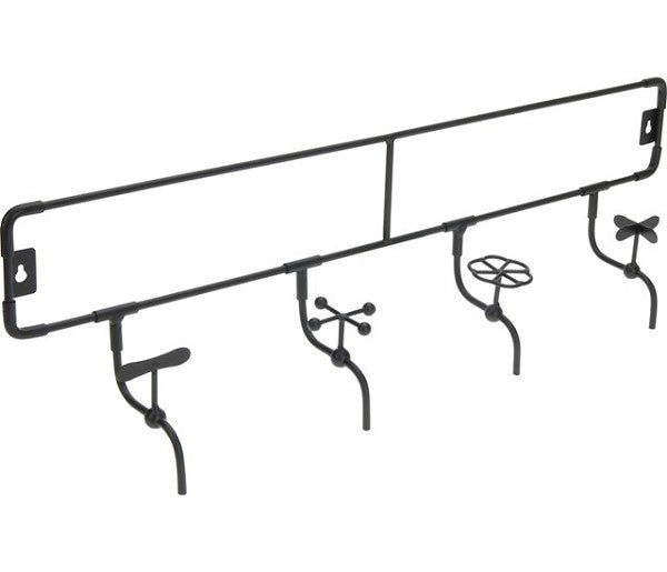 Zwart wandrek met 4 haken en bevestigingsplaat