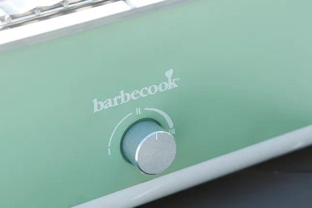 Barbecook tafelgrill met groene draaiknop voor temperatuur op het front