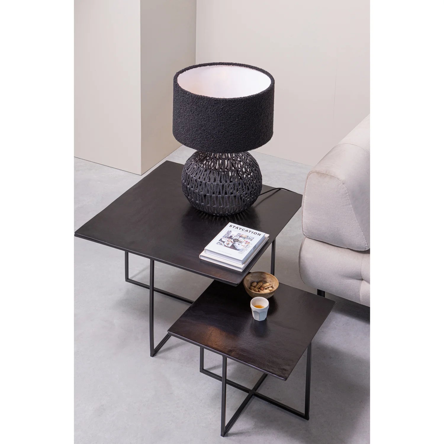 WOOOD - Set v2 Olan bijzettafels metaal warm bruin