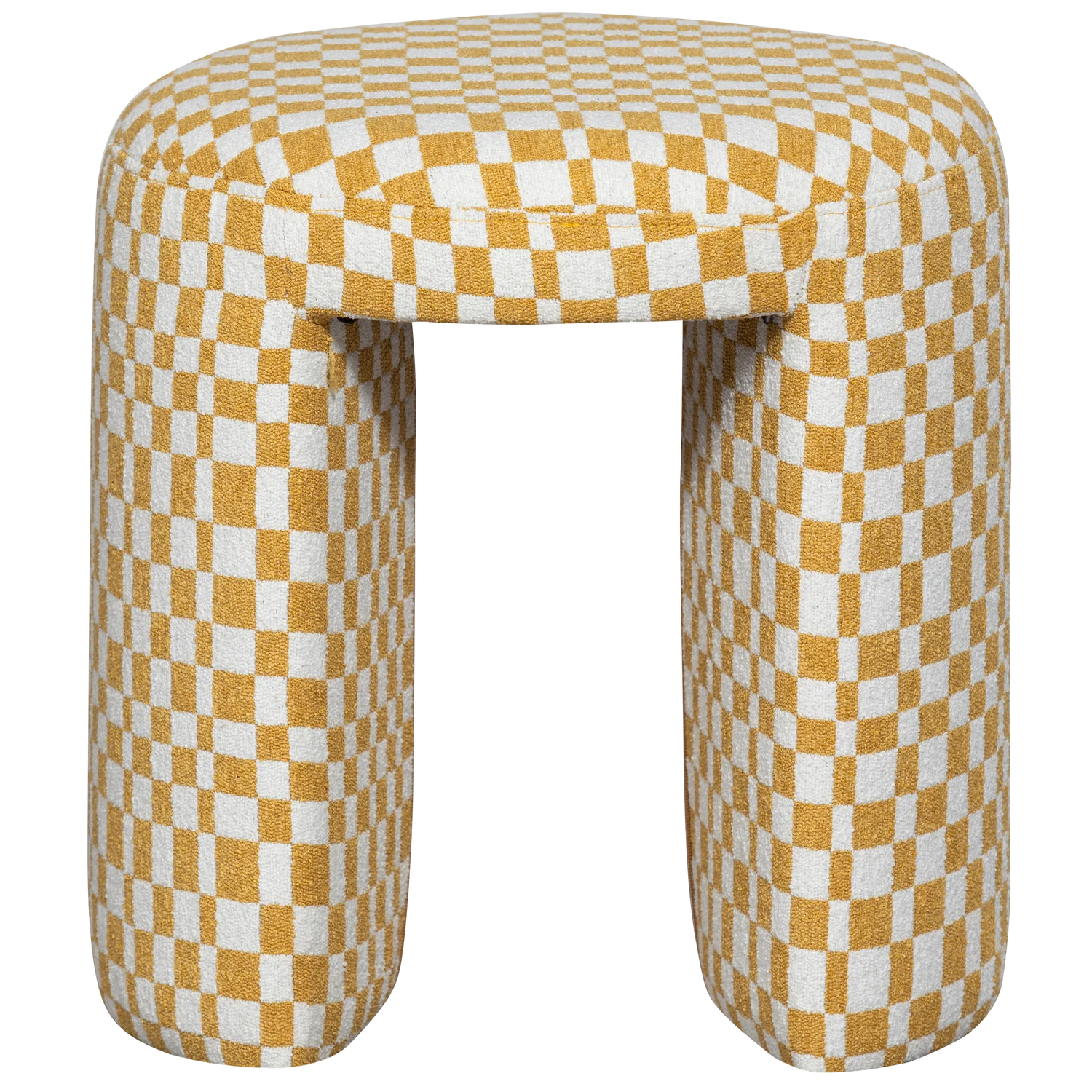 WOOOD - Charlie gestoffeerde kruk ruit dessin geel