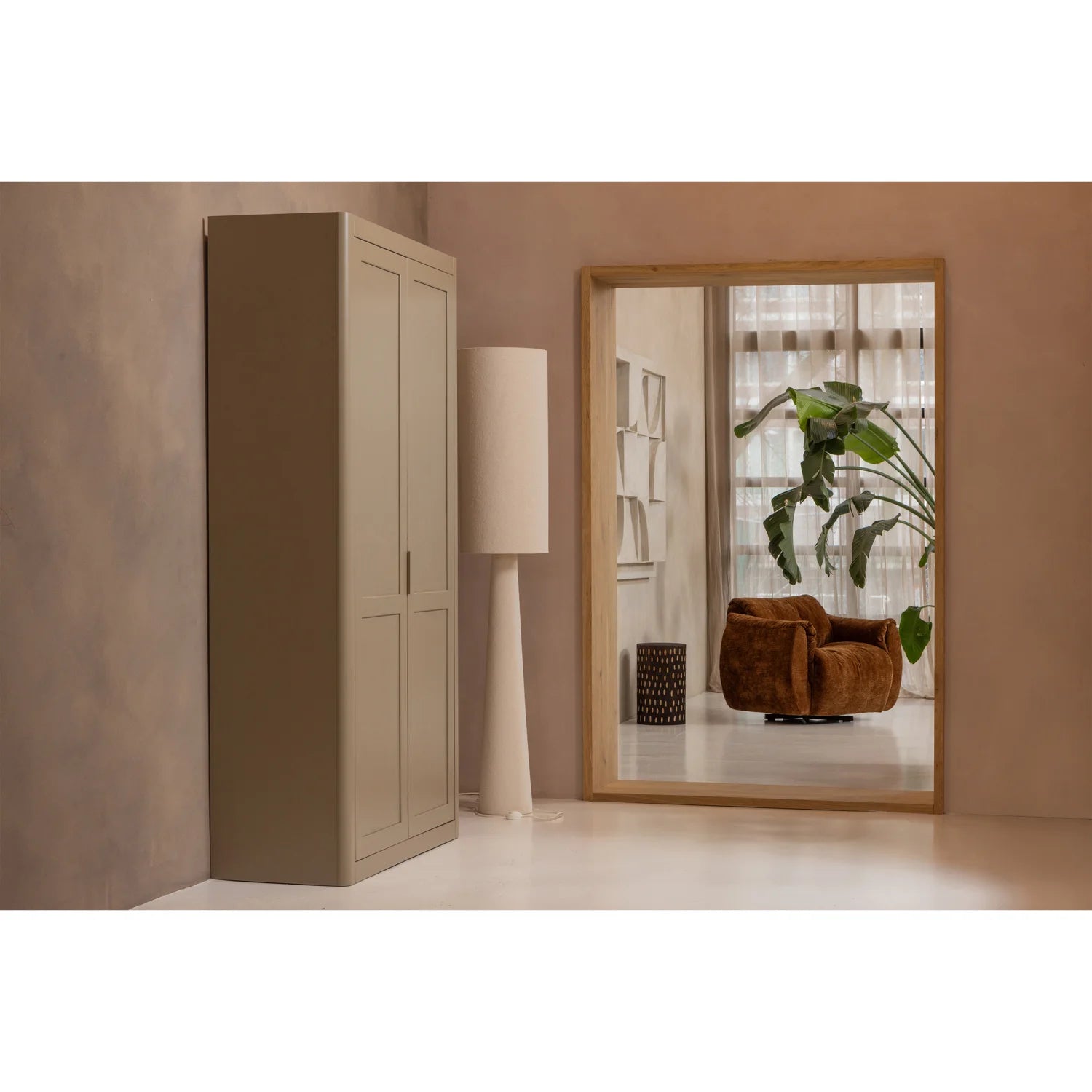 WOOOD - Loft tafellamp metaal/boucle naturel 187x35cm