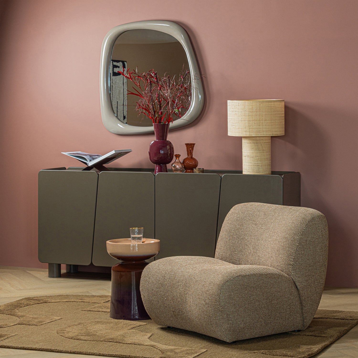 TUMO DECORATIEVE BIJZETTAFEL O35x44 CM KERAMIEK PAARS/BRUIN