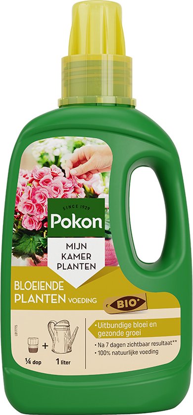 Pokon BIO bloeiende plantenvoeding 500 ml fles, groen met gele dop