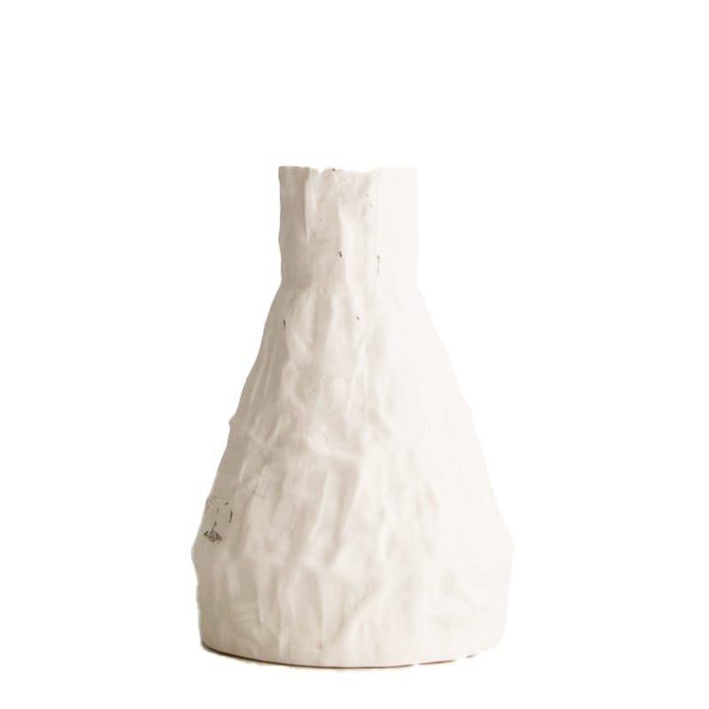 Keramieken vaas met witte sculpturale vorm, Ø10,3 en 14,8 cm