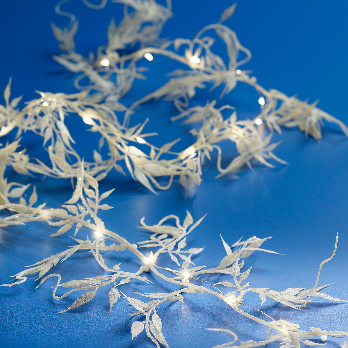 Decoratieve takjeslinger met micro-leds, wit/zilver en warmwit licht