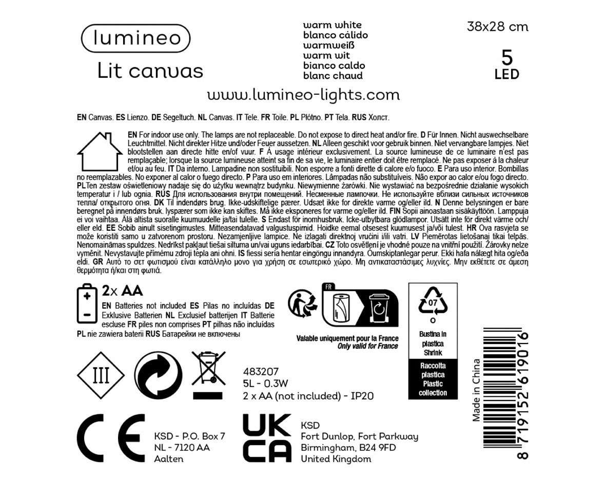 LED canvas pvc steady BO binnen 2assorti