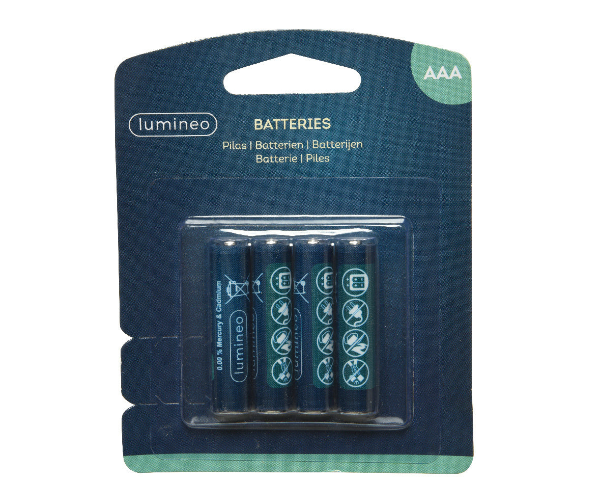 AAA-batterijen set in transparante blisterverpakking, merk luminee