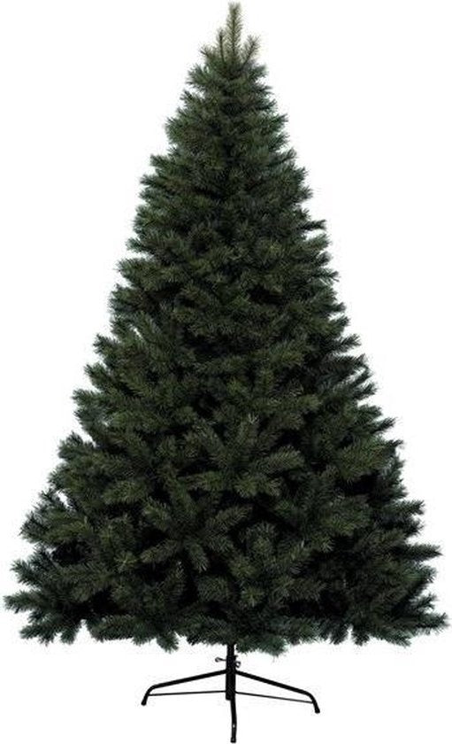 Kunstkerstboom van Canada-spar, 120 cm hoog, donkergroen, op statiefbasis.