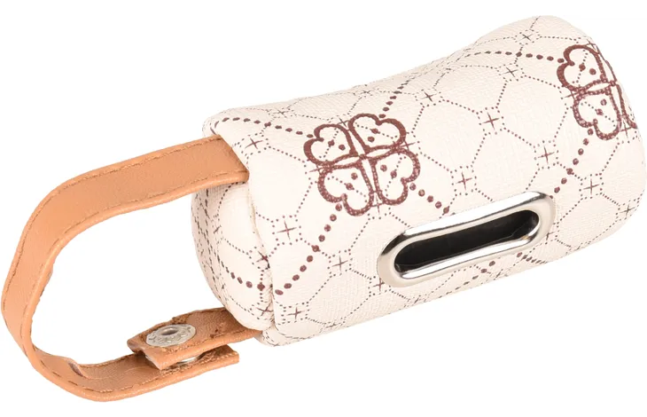 Flamingo poepzakhouder Vito beige met metalen opening en schouderriem