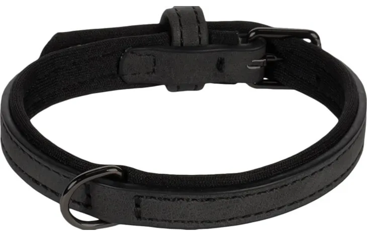 Neoprene halsband met verstelband en zwarte gesp, zwart