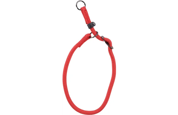 Anti-trek hondenhalsband Aiden in rood, met verstelband en metalen ring