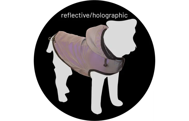 Flamingo jas voor hond met reflecterende/ holografische detailrand op capuchon