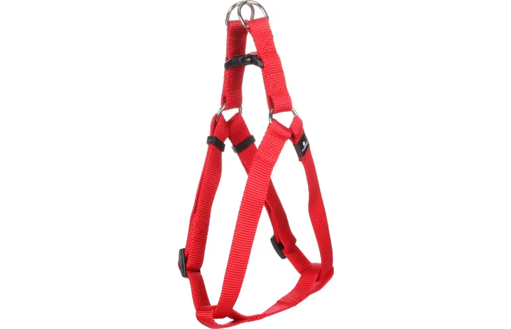 Flamingo Step&Go harnas in rood met verstelriemen en metalen bevestiging