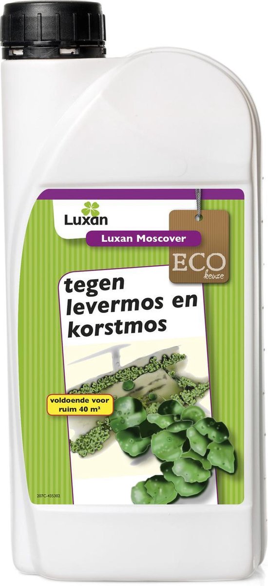 Luxan Moscover fles met etiket tegen levermos en korstmos, 40 m²