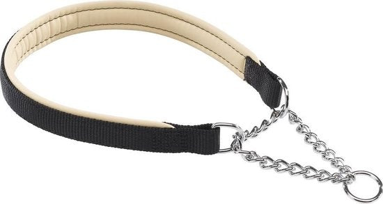 Ferplast hondenhalsband Daytona met zwarte nylon band, metalen schakel en ring