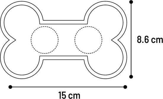 Botvormige likmatmal met afmetingen 15 cm en 8,6 cm