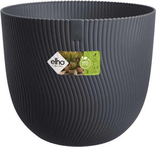 Elho Sereh ronde plantenbak, 30 cm, antraciet, geribd