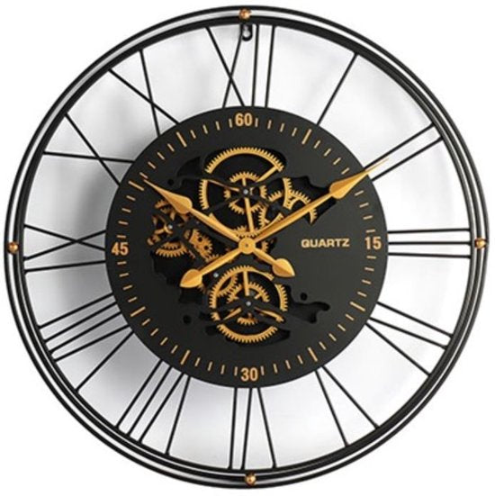 Countryfield - Klok rond Renske S - 61cm - Zwart met goud
