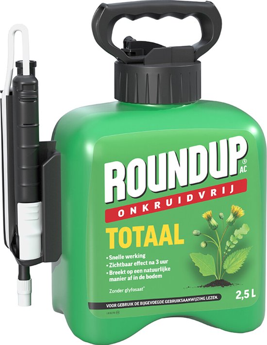Groene RoundUp onkruidbestrijder-spraykan met handgreep en doseerpomp, 2,5 L