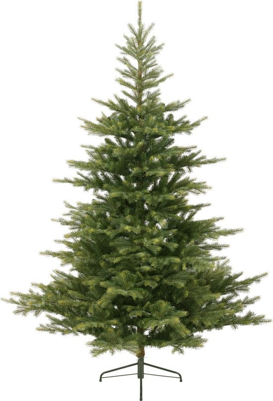 Kunstkerstboom, volle groene fir met metalen steunvoet