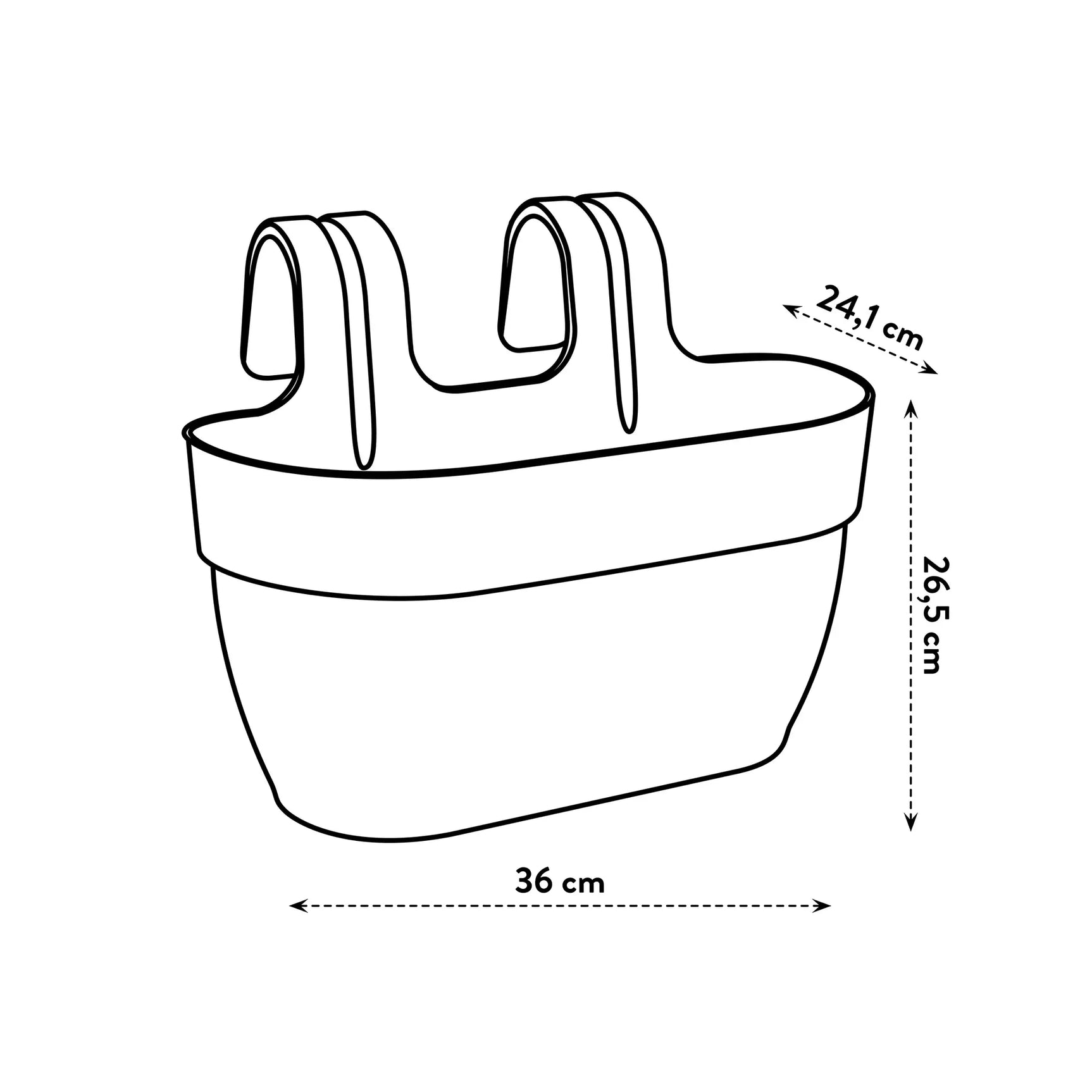 Elho vibia easy hanger plantenbak, maatvoering: 36 cm breed, 25,5 cm hoog