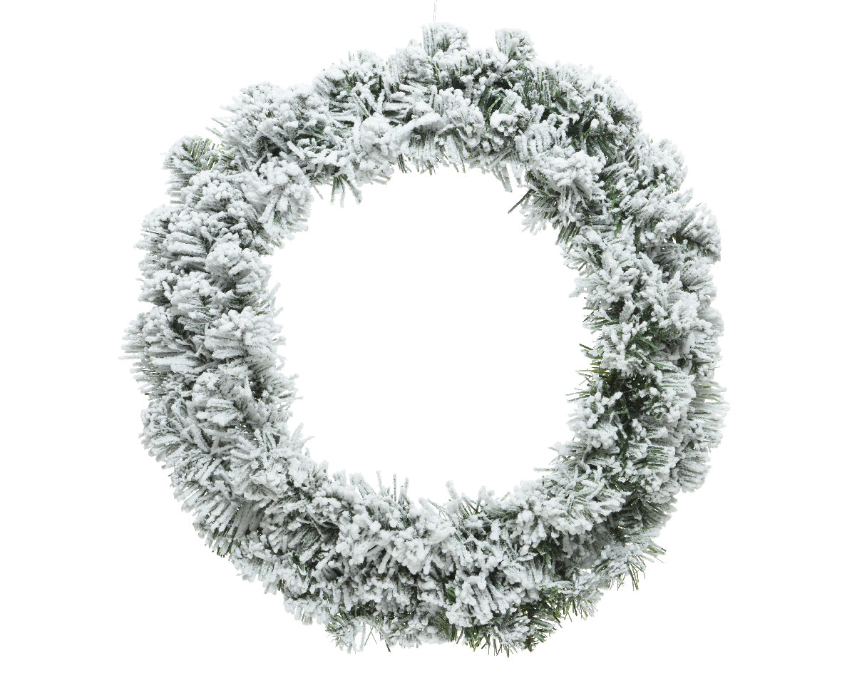 Sneeuwkrans voor binnen, ronde dennetakken met witte coating, Ø50 cm, H13 cm