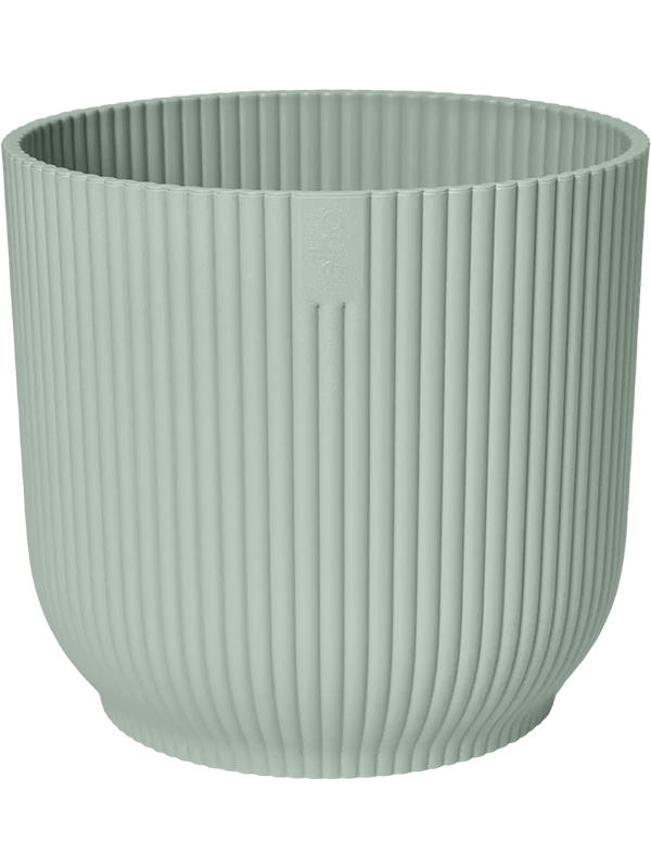 Ronde plantenbak met geribbelde textuur, sorbetgroen, 16 cm
