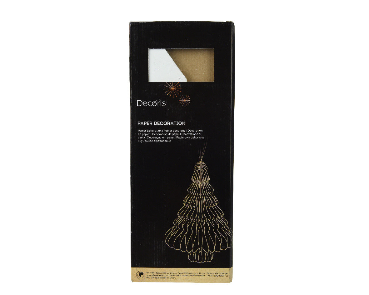 Verpakking van decoratieve boom van papier, zwart met illustratie, FSC 100%