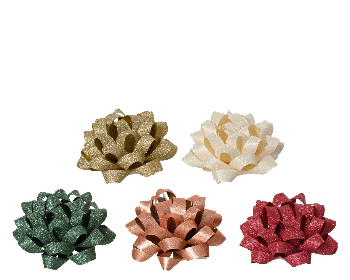Polypropyleen strikken in 5 kleuren: goud, wit, groen, rosé, rood.