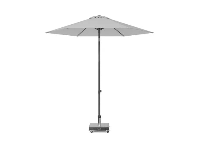 Platinum parasol Lisboa met lichtgrijs doek en ronde voet