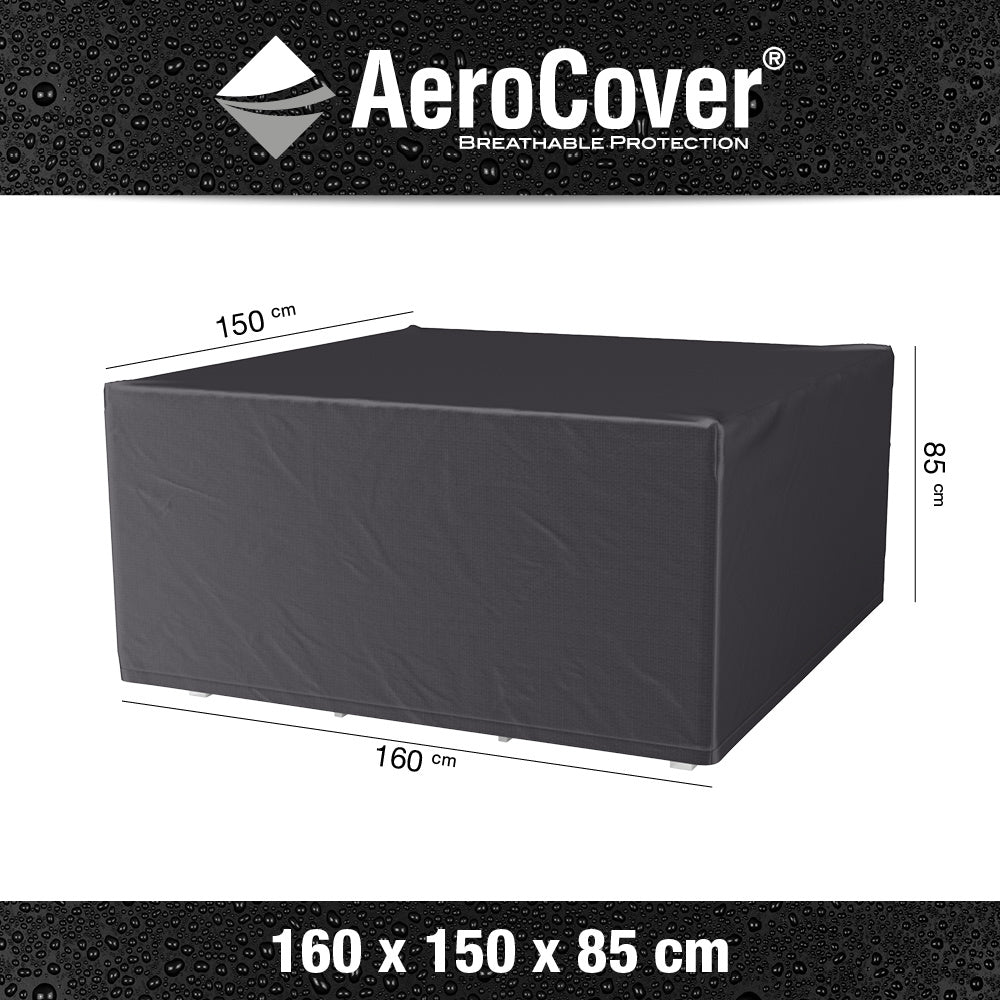 Tuinsethoes donkergrijs doek, rechthoekige overtrek voor 160x150x85 cm
