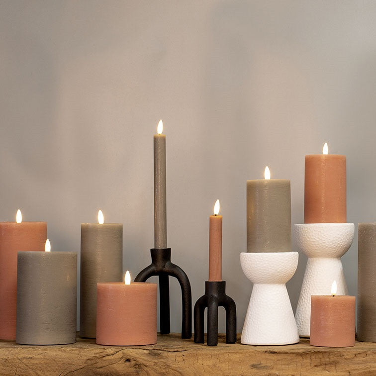 Stompkaars rustiek Ø7,5CM LED ro Lyon M roze-L7,5B7,5H12,5CM