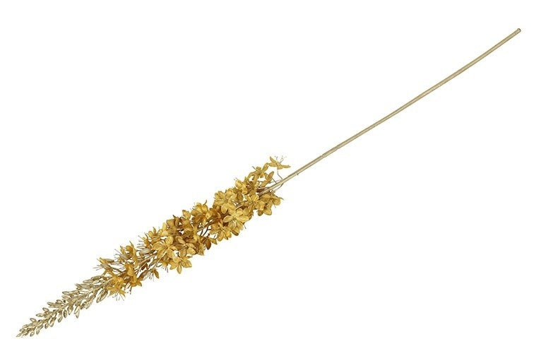 Gele Eremurus bloempluim met afzonderlijke bloemetjes op lange stengel